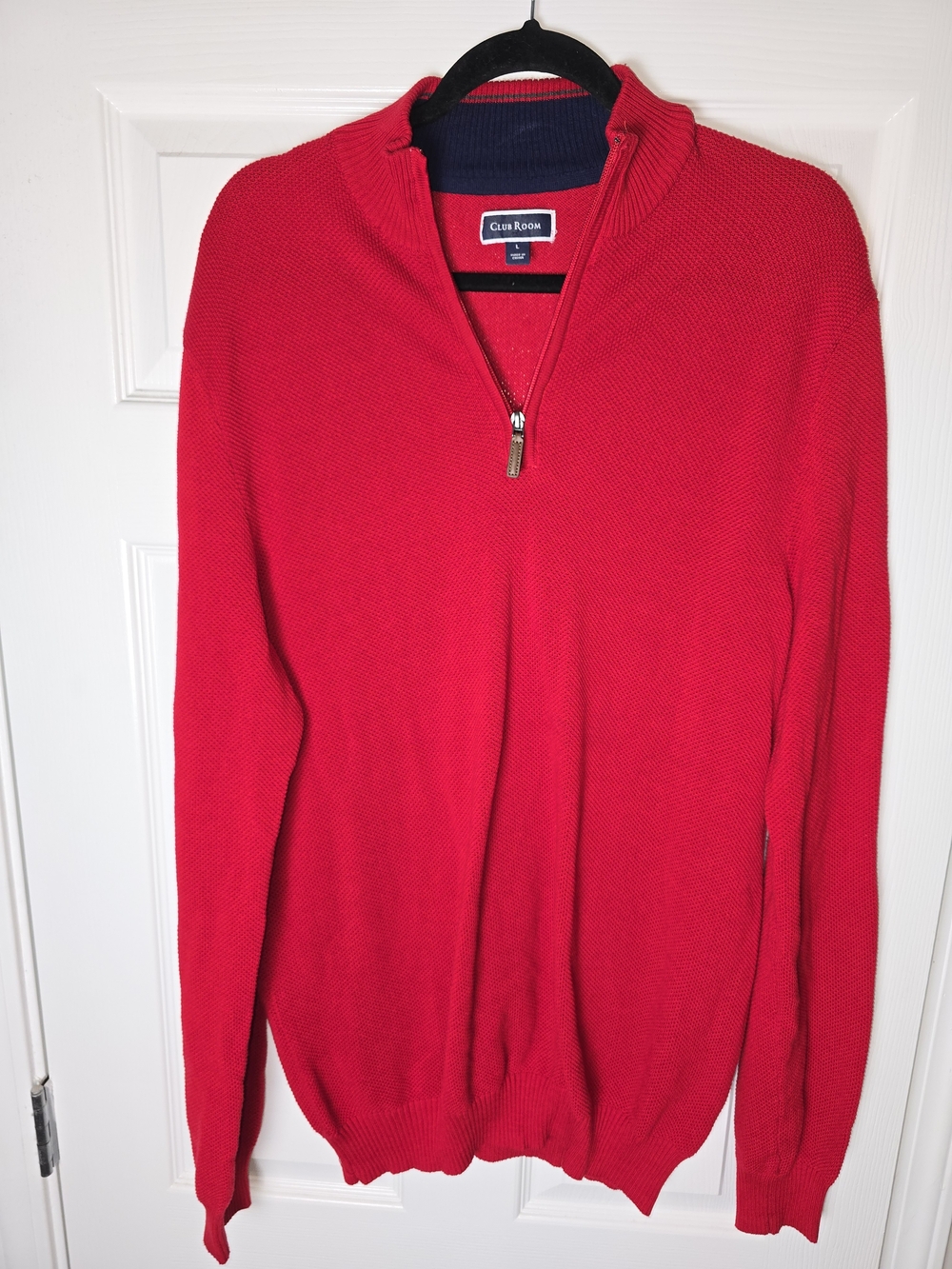 Club Room Men's Bright Red Half Zip Sweater Size Large